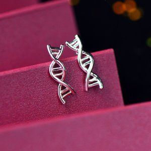 Minimalist DNA Stainless Steel Stud Earrings Twist Biology DNA Helix Earrings